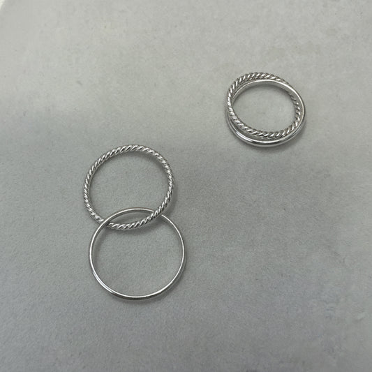 MAGO925 925純銀戒指 SR2304 純銀鍍K白金雙圈情侶戒指 (2/3)