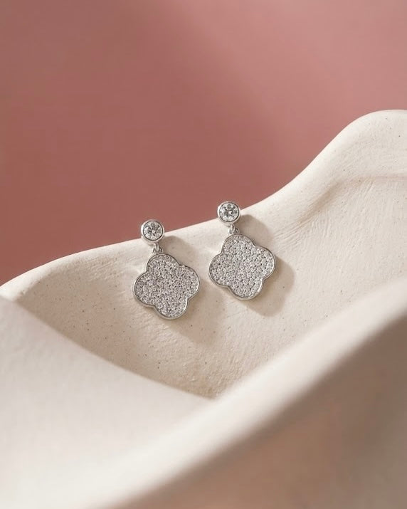 璀璨幸運草純銀耳環