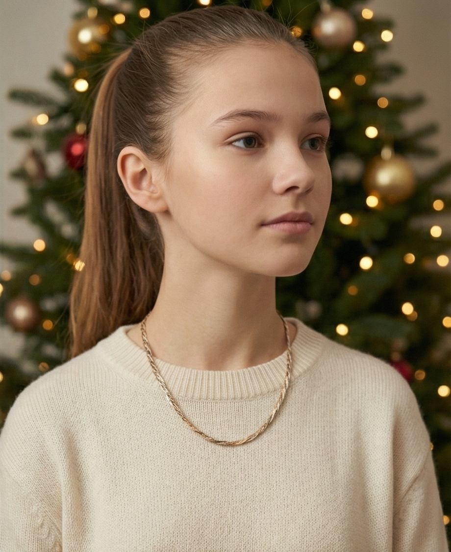 意大利風三色金編織純銀項鏈 | S925純銀 | 鎖骨鏈