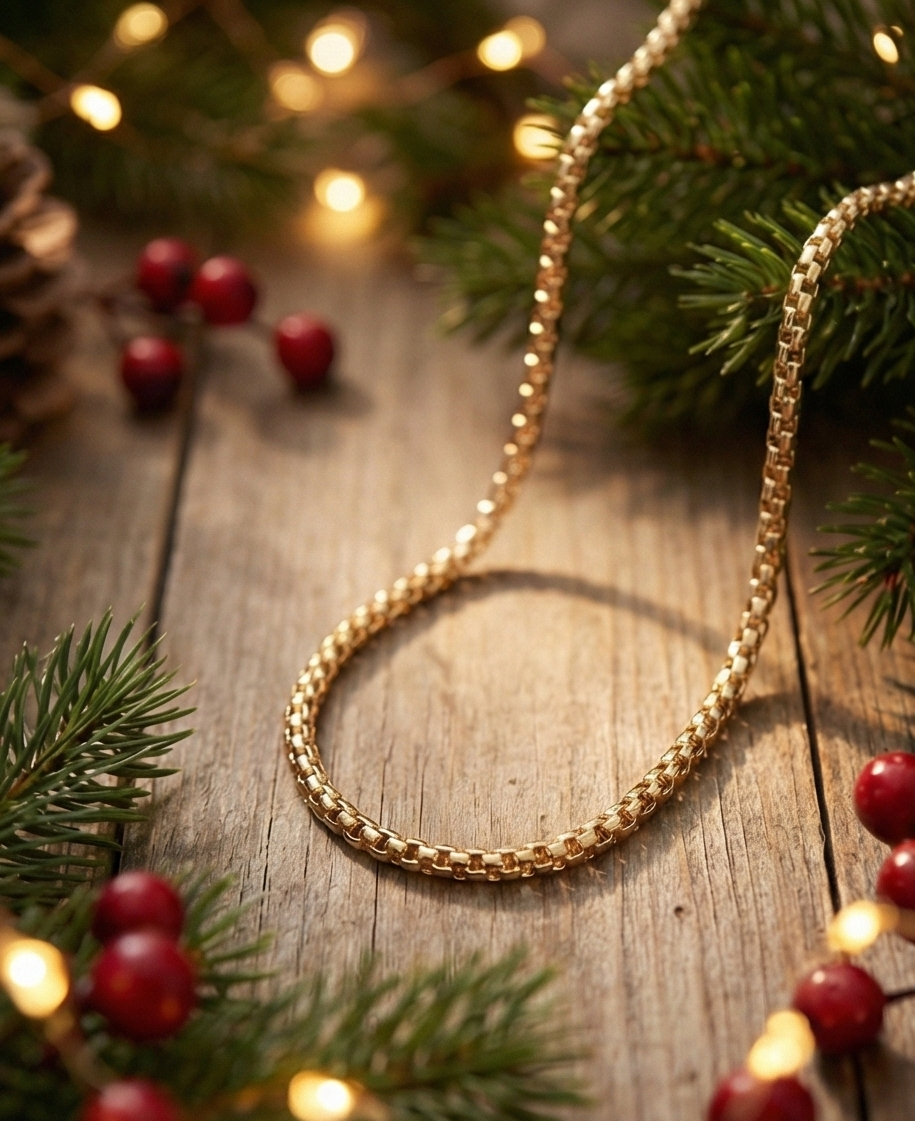 B10080 意大利925純銀電K金 • 復古織紋金鍊 (爆米花鏈)