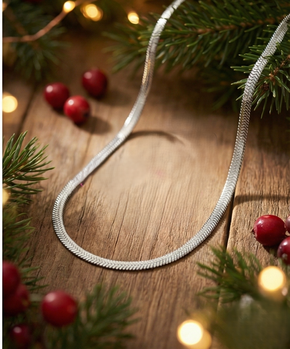 B08093 意大利925絲光純銀/香檳金鎖骨錬