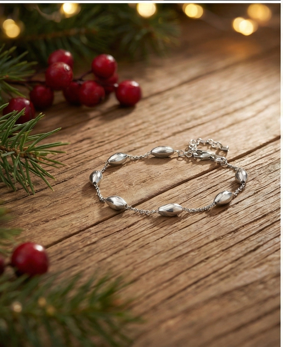 B10182 晨曦金豆・925 Italy純銀鍍K白金手錬/B10179純銀鍍18 K金手錬