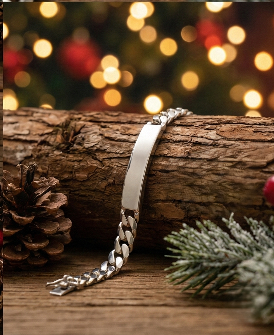 KB37.9經典光面長牌純銀手鏈 | S925純銀 | 專屬紀念 男士禮物