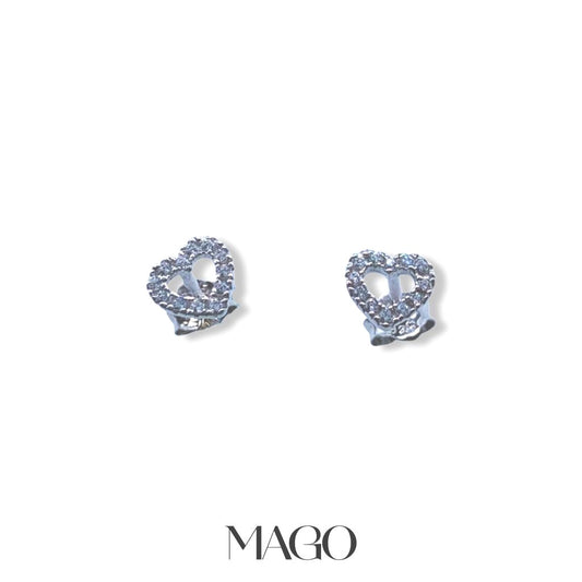 MAGO 925純銀耳環 - ET1981 純銀鋯石鍍白金冰心極美耳環 細節實拍 | MAGO925