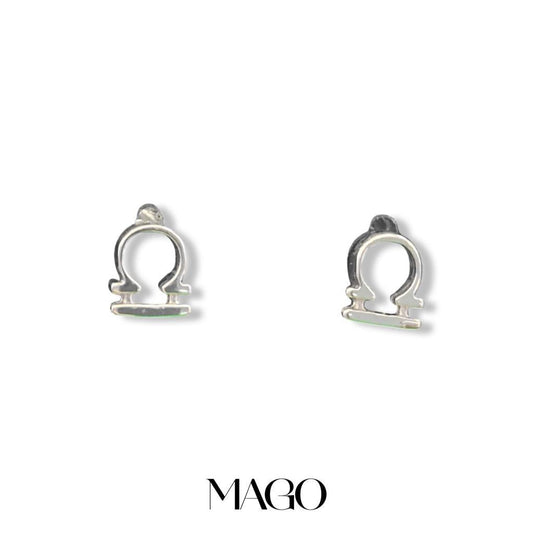 MAGO 925純銀耳環 - SERSTAR-9 純銀鍍白金天秤座耳環 細節實拍 | MAGO925