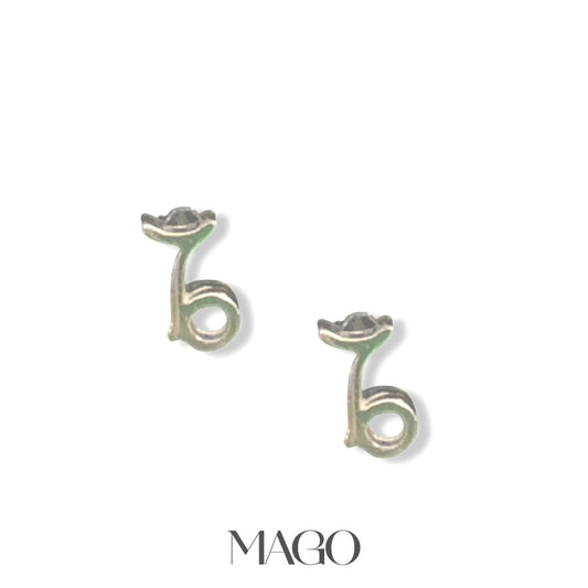 MAGO 925純銀耳環 - SERSTAR-12 純銀鍍白金魔羯座耳環 細節實拍 | MAGO925