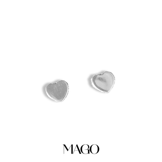 MAGO 925純銀耳環 - SER5067 純銀鋯石鍍白金心心耳環 細節實拍 | MAGO925