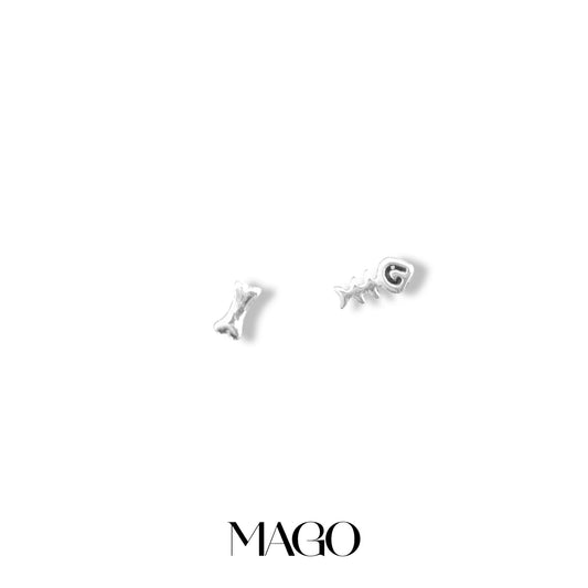 MAGO 925純銀耳環 - SER1378 純銀鍍白金魚魚耳環 細節實拍 | MAGO925