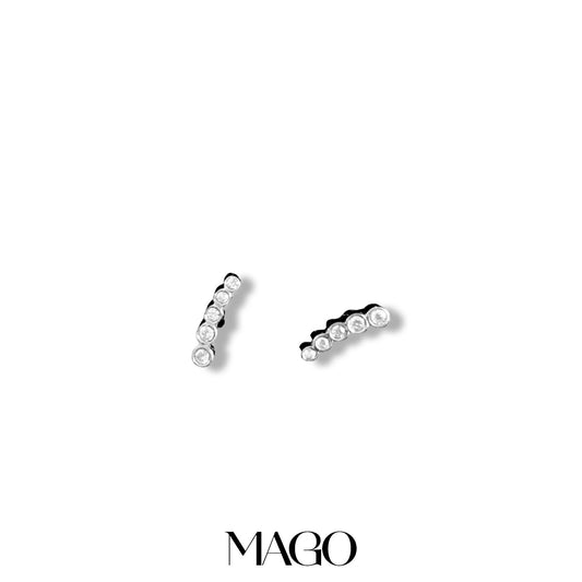 MAGO 925純銀耳環 - SER221 純銀鋯石鍍白金長耳環 細節實拍 | MAGO925