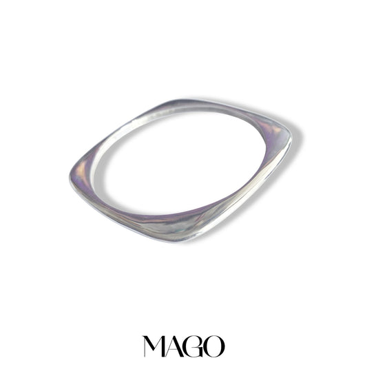 MAGO 925純銀手鐲 - SB5190 純銀形格方形手鐲 細節實拍 | MAGO925