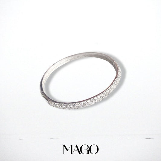 MAGO 925純銀手鐲 - SB5199 純銀鍍K金鋯石手鐲 細節實拍 | MAGO925