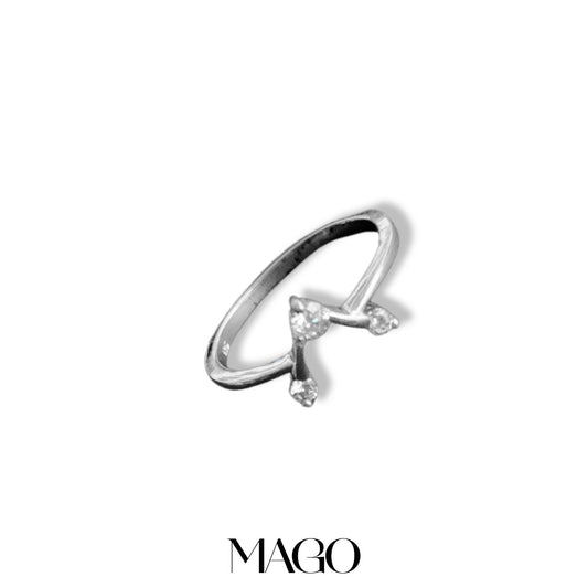 MAGO 925純銀戒指 - KR314純銀鍍K白金鋯石戒指 細節實拍 | MAGO925