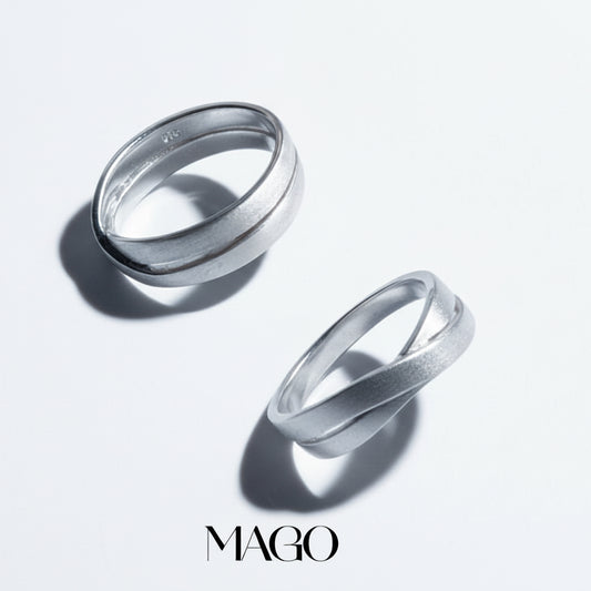 MAGO925 925純銀戒指 KR049 純銀鍍K白金鋯石情侶戒指 (2/3)