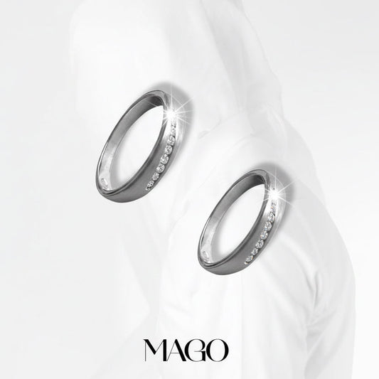 MAGO925 925純銀戒指 SR2301 純銀鍍K白金鋯石情侶戒指 (2/2)