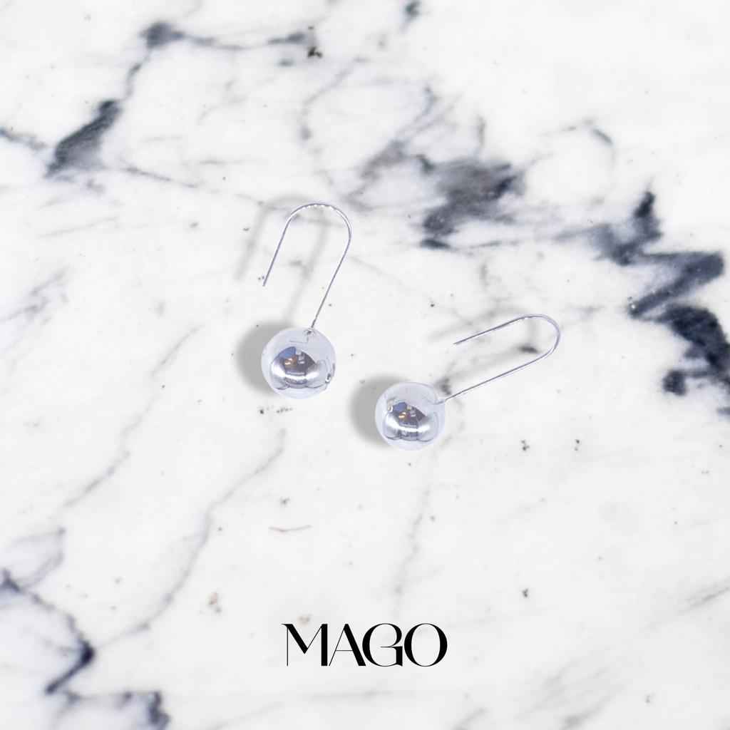 MAGO 925純銀耳環 - SER5038 925純銀優雅圓珠耳環