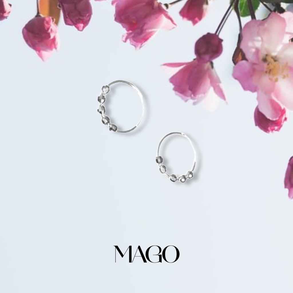 MAGO 925純銀耳環 - SER5035 925純銀誘人鈴鈴迪斯科球環耳環