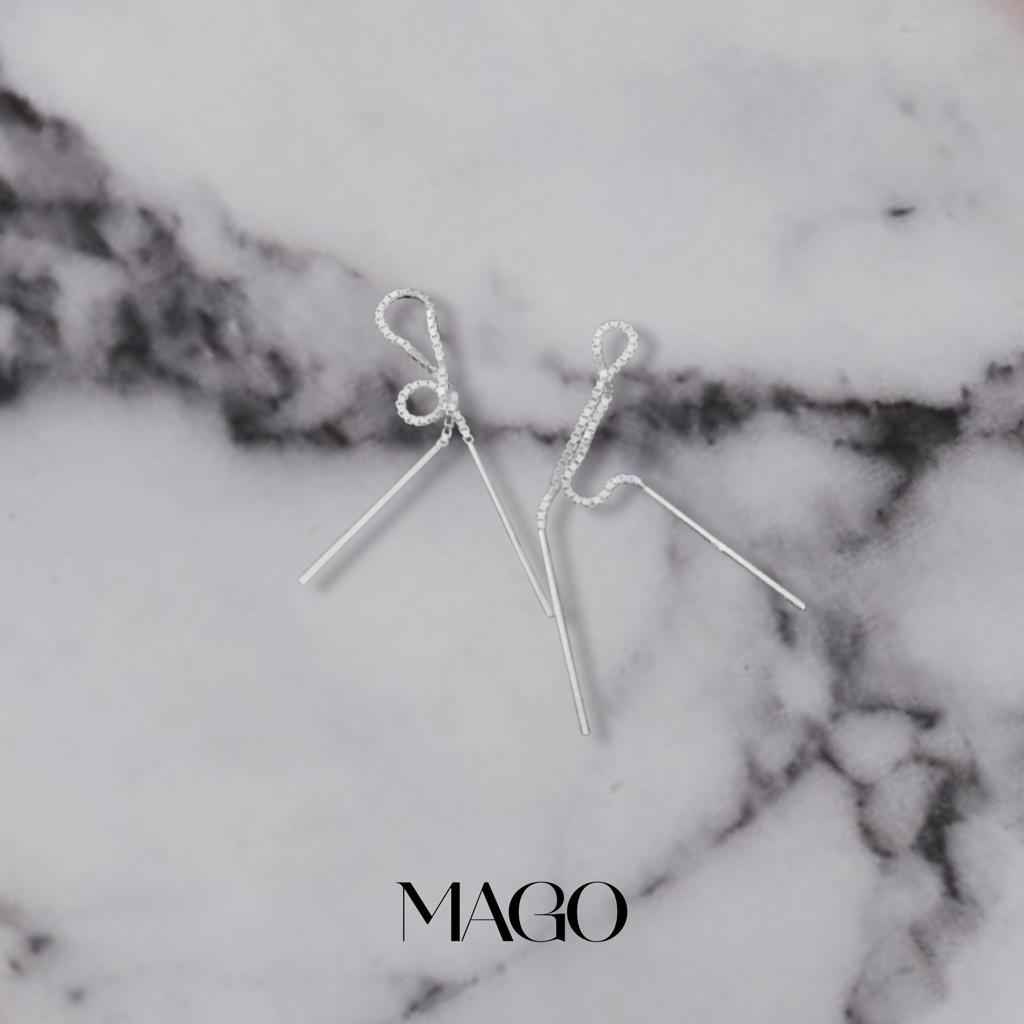 MAGO 925純銀耳環 - SER5027 925純銀婀娜長針耳環(2寸)