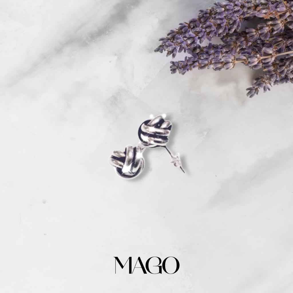 MAGO 925純銀耳環 - SER5013 純銀鈕扣耳環