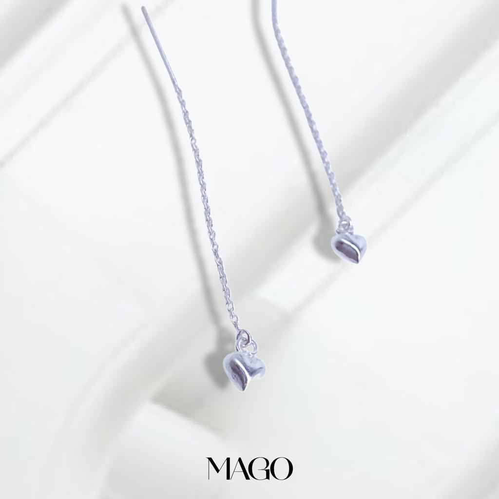 MAGO 925純銀耳環 - SER5031 925純銀美人心形耳環