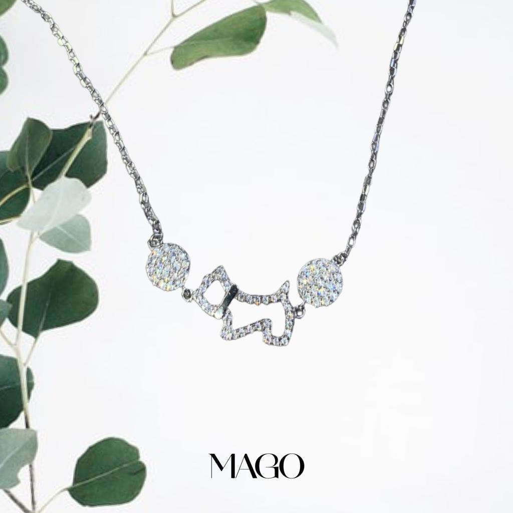 MAGO 925純銀手鍊 - Sbv01955 925純銀鍍k白金鋯石可愛狗狗手鍊