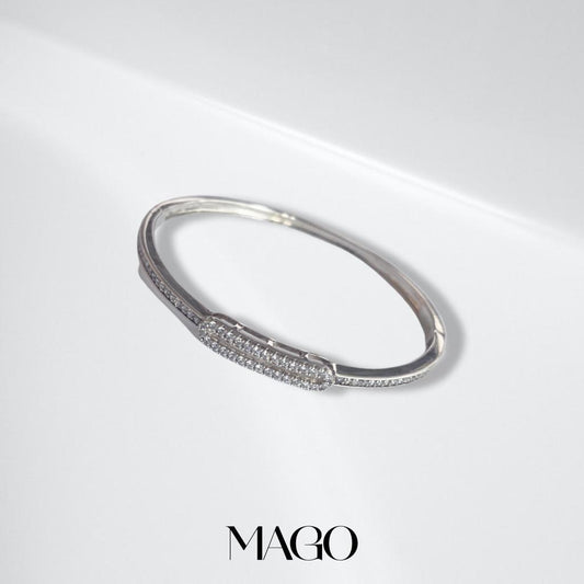 MAGO925 925純銀手鐲 SB5179 純銀鍍金鋯石手鐲 (2/4)