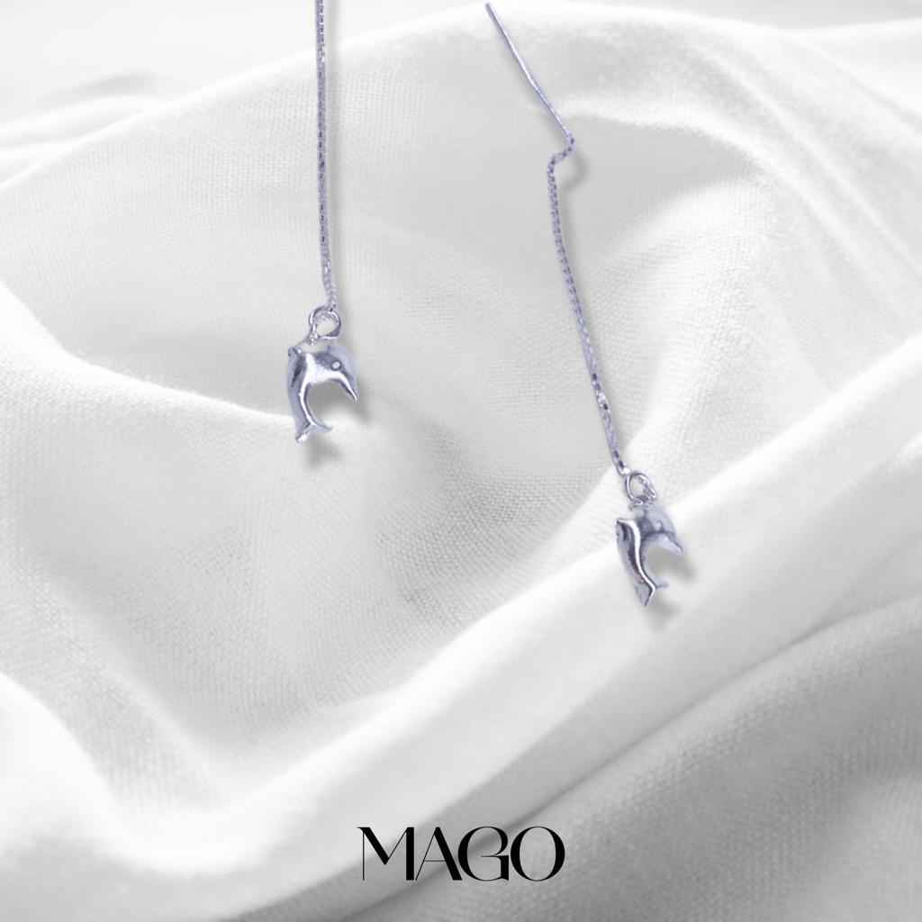 MAGO 925純銀耳環 - SER5032 925純銀可愛海豚耳環