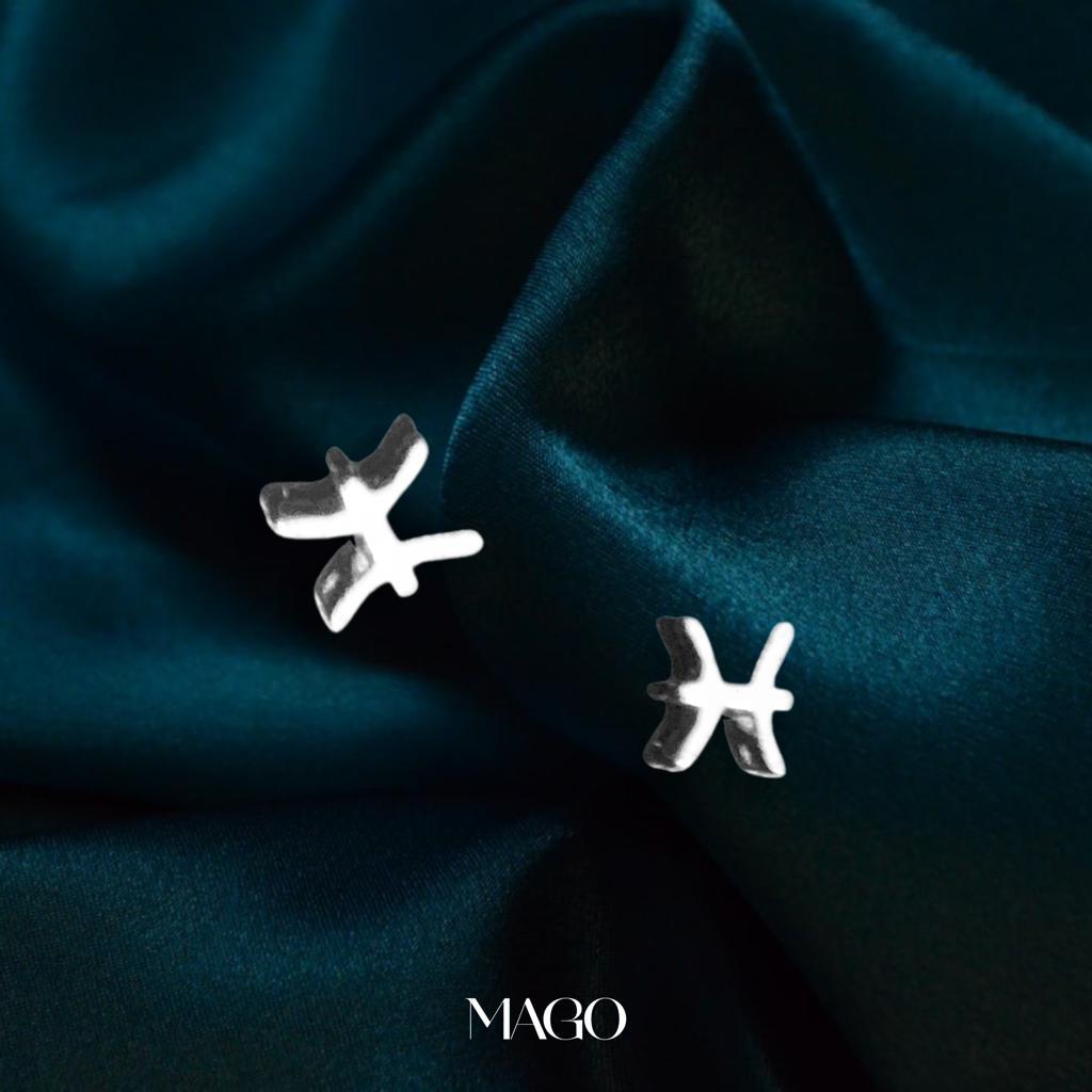 SERSTAR-2 純銀鍍K金雙魚座耳環