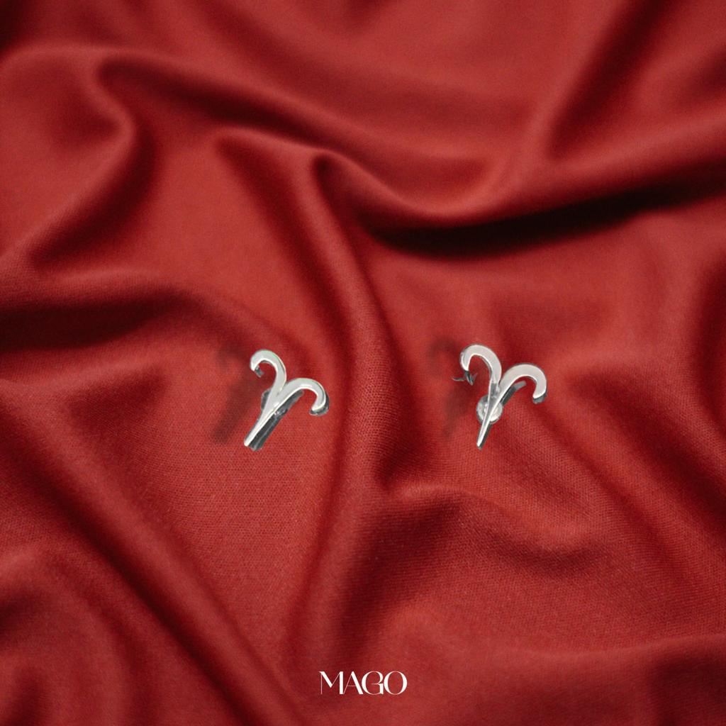 SERSTAR-3 純銀鍍K金牡羊座耳環