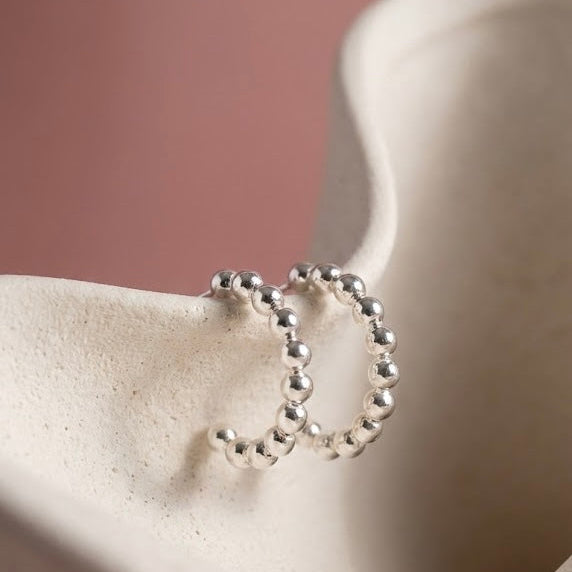 極簡圓珠純銀C圈耳環