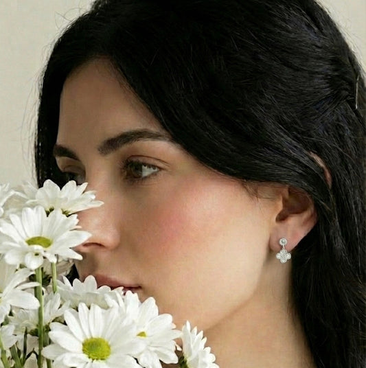 璀璨幸運草純銀耳環