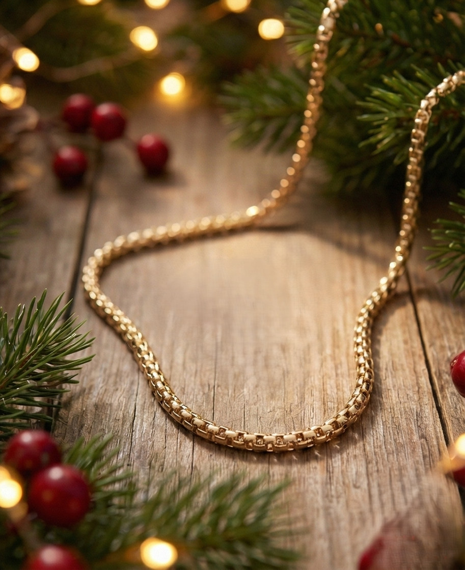 B10080 意大利925純銀電K金 • 復古織紋金鍊 (爆米花鏈)