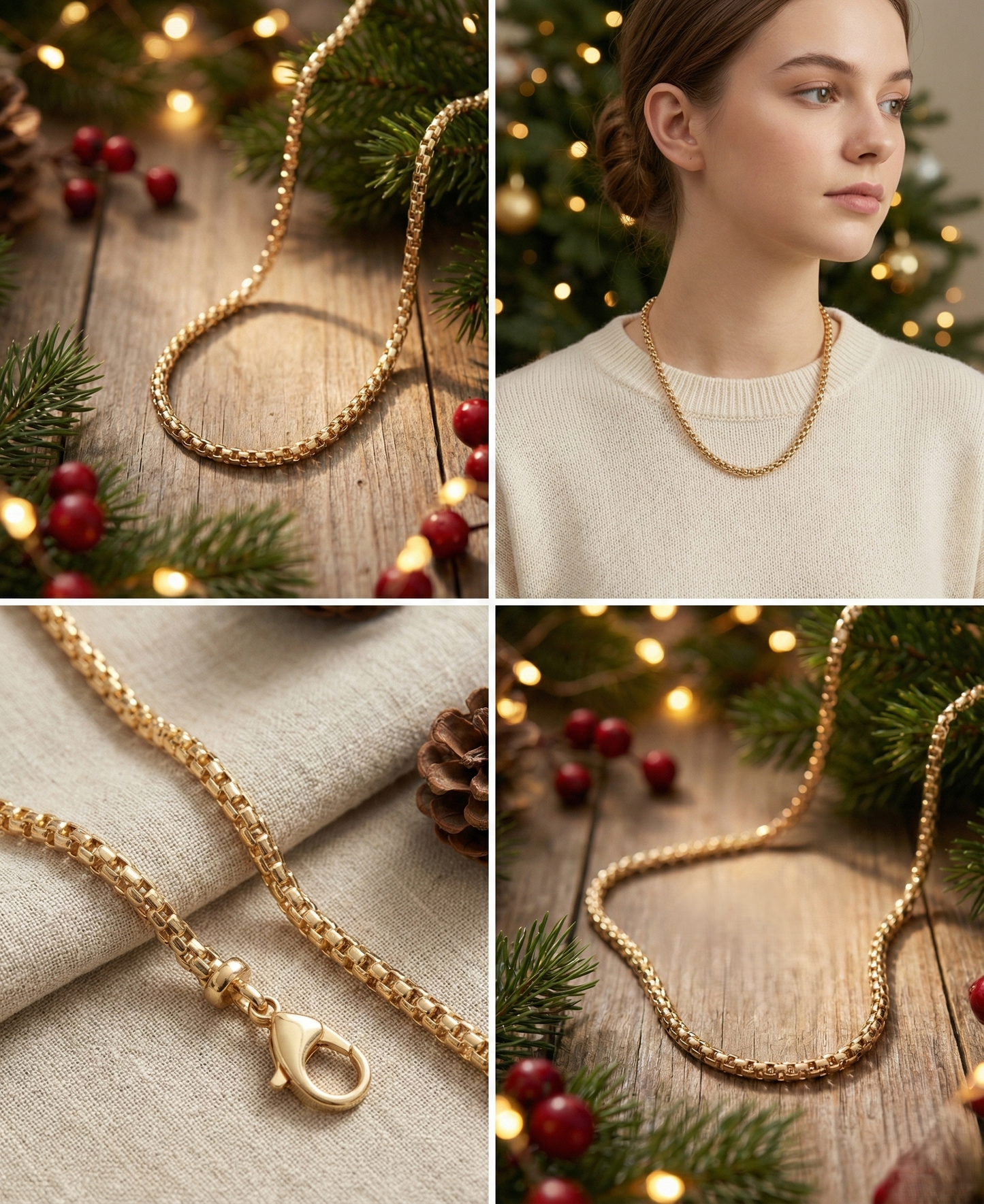 B10080 意大利925純銀電K金 • 復古織紋金鍊 (爆米花鏈)