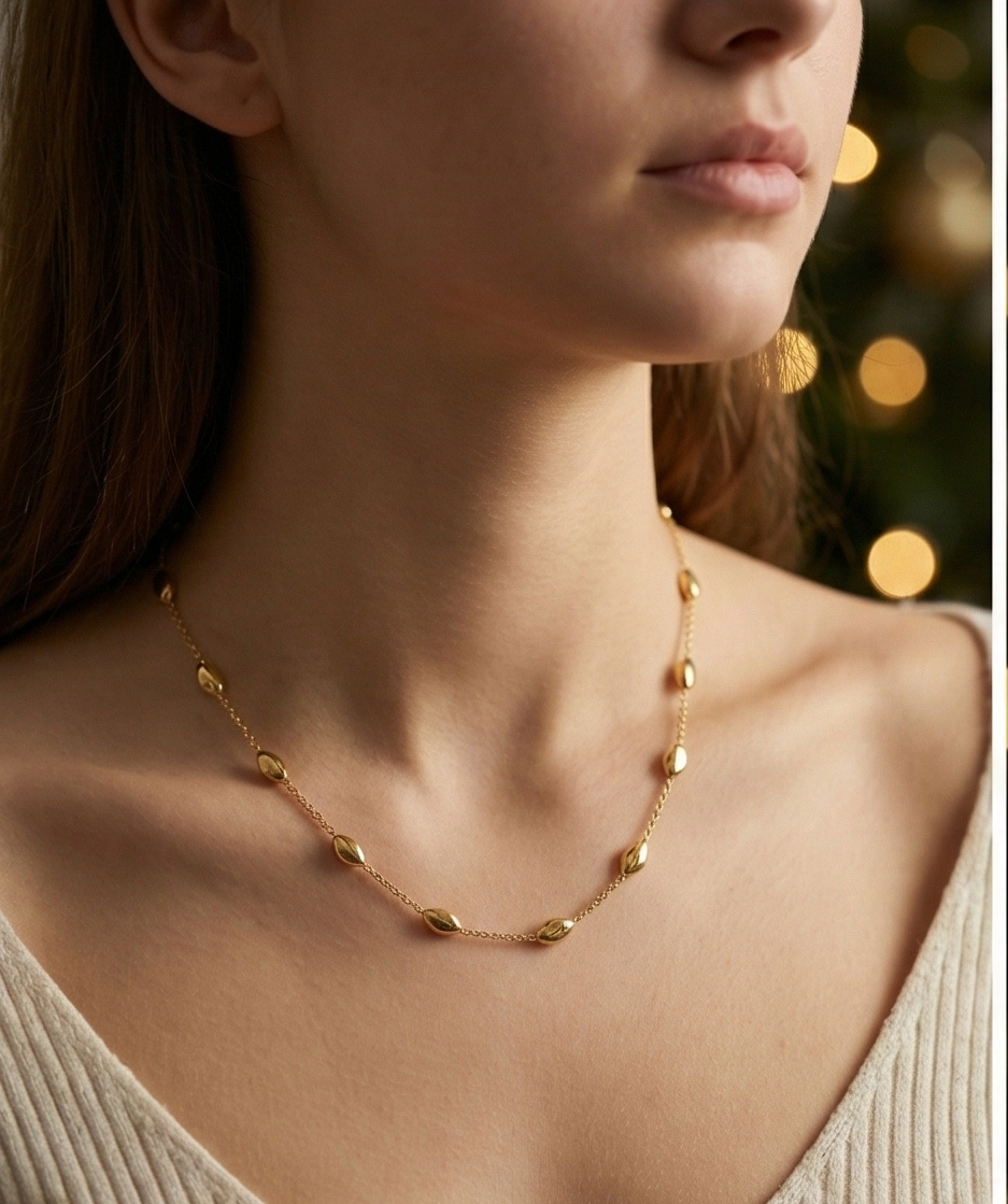 【冬日甄選】B10180 晨曦金豆 925 意大利 純銀鍍18K金頸鏈/B10181 鍍白K金