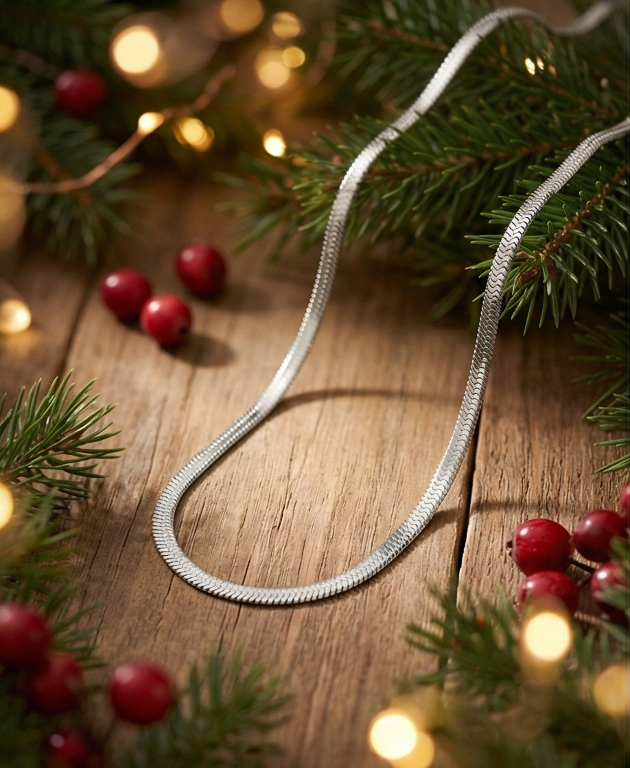 B08093 意大利925絲光純銀/香檳金鎖骨錬