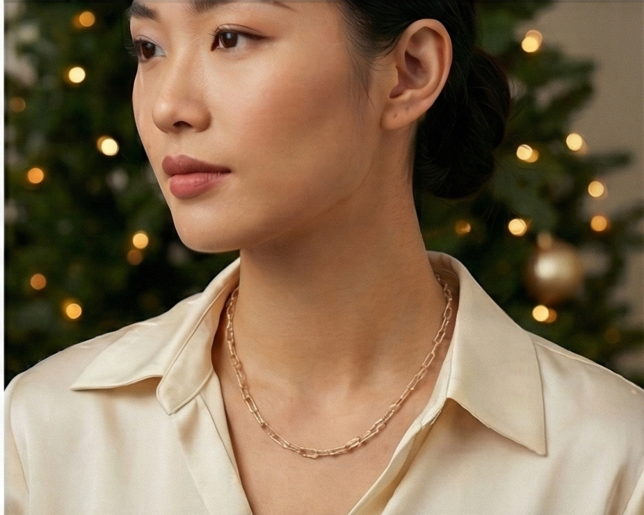 星光鑽切迴紋針純銀項鏈/手鏈 | S925純銀 | 獨特刻紋工藝 輕奢疊戴