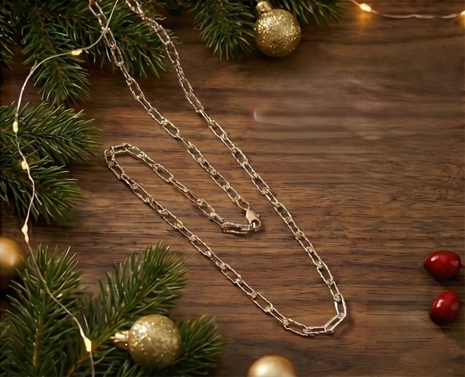 星光鑽切迴紋針純銀項鏈/手鏈 | S925純銀 | 獨特刻紋工藝 輕奢疊戴