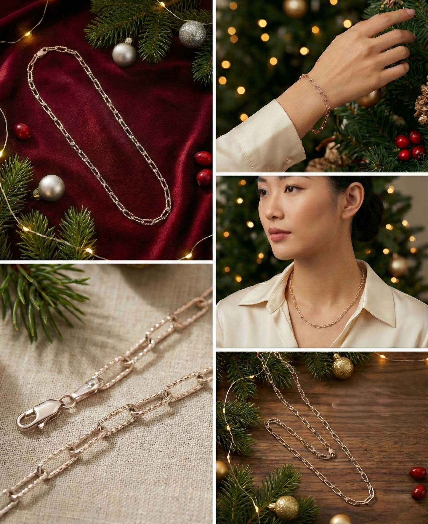 星光鑽切迴紋針純銀項鏈/手鏈 | S925純銀 | 獨特刻紋工藝 輕奢疊戴