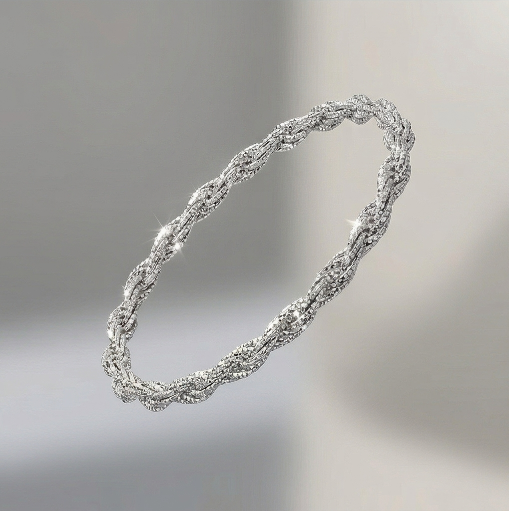 MAGO 925純銀手鍊 - SB-OMROPE6F-130-540Rh 意大利工藝 S925 純銀扭扭手鍊 (Rope Chain) | 鍍白金 (Rh) 加固 | 粗款質感百搭