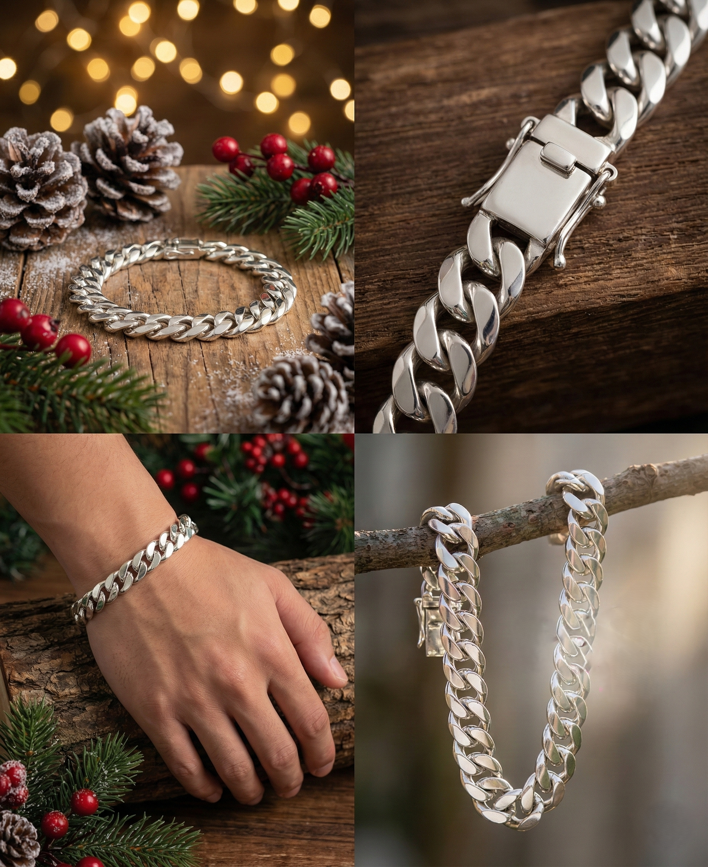 經典寬版鏡面純銀手鏈 | S925純銀 | 8mm珠寶級插銷扣 男士/中性款