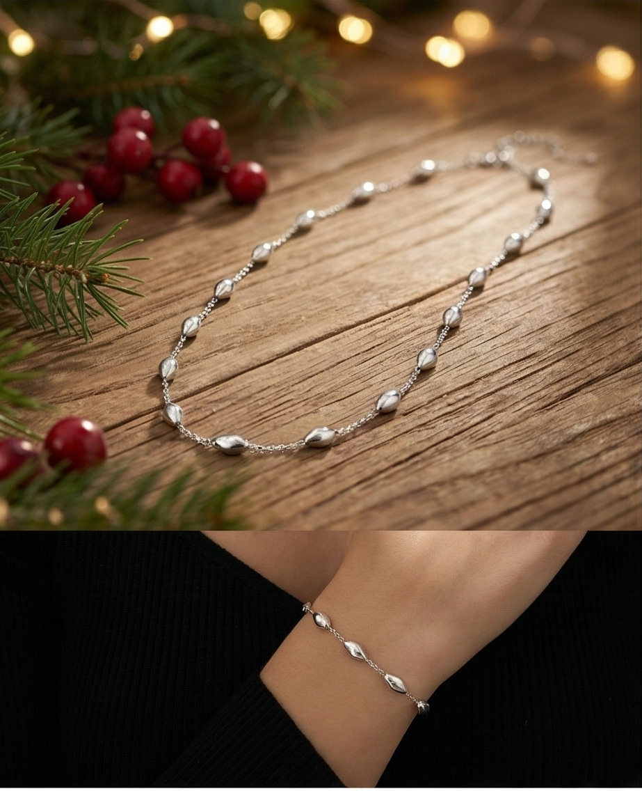 B10182 晨曦金豆・925 Italy純銀鍍K白金手錬/B10179純銀鍍18 K金手錬