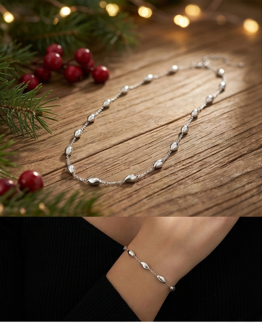 B10182 晨曦金豆・925 Italy純銀鍍K白金手錬/B10179純銀鍍18 K金手錬