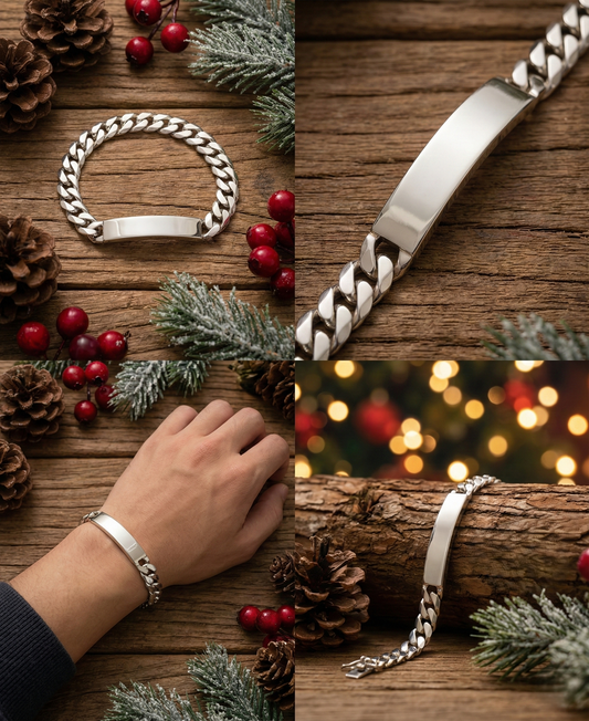 KB37.9經典光面長牌純銀手鏈 | S925純銀 | 專屬紀念 男士禮物