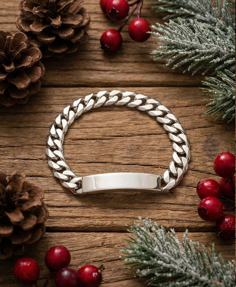 KB37.9經典光面長牌純銀手鏈 | S925純銀 | 專屬紀念 男士禮物