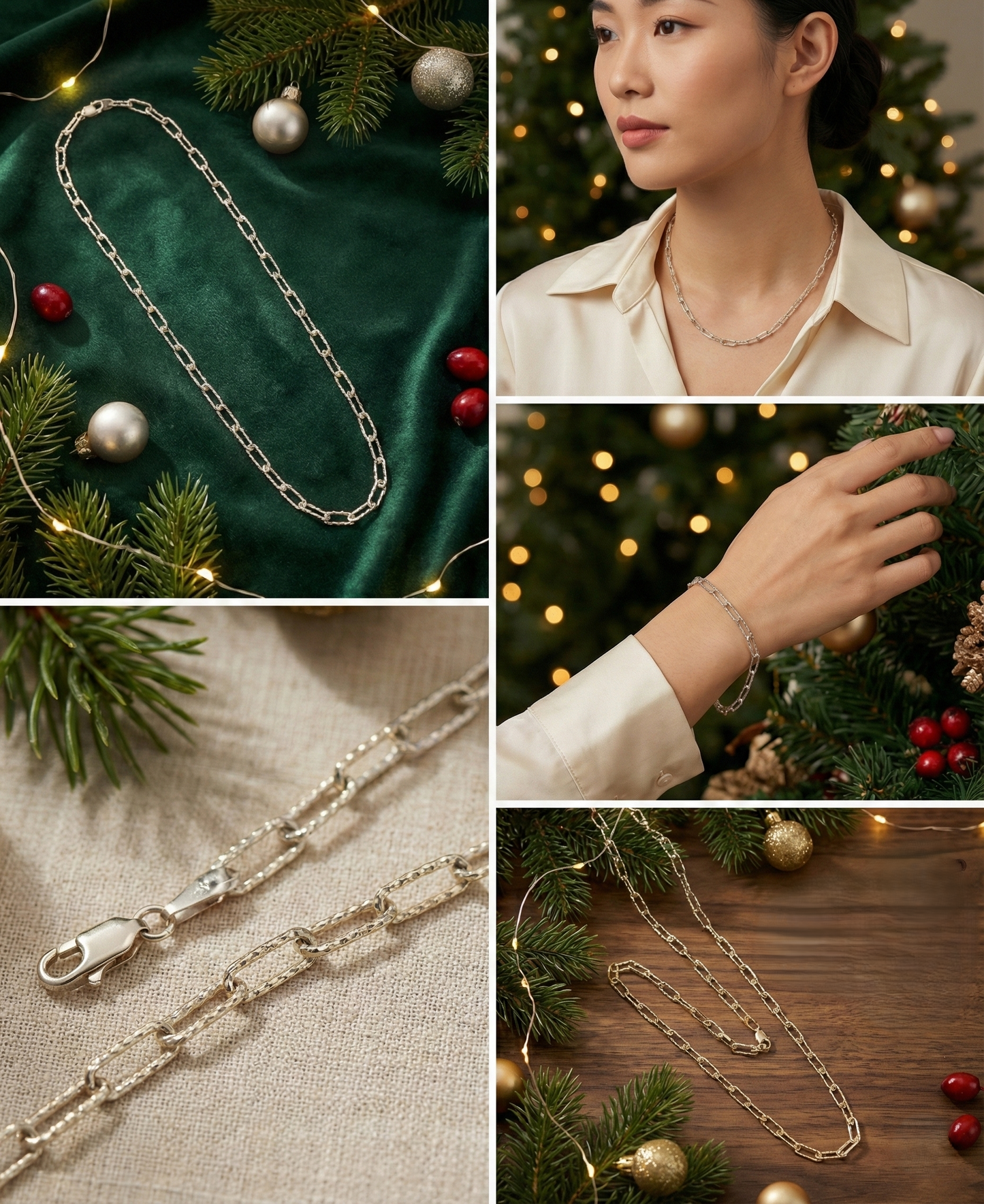 星光鑽切迴紋針純銀項鏈/手鏈 | S925純銀 | 獨特刻紋工藝 輕奢疊戴