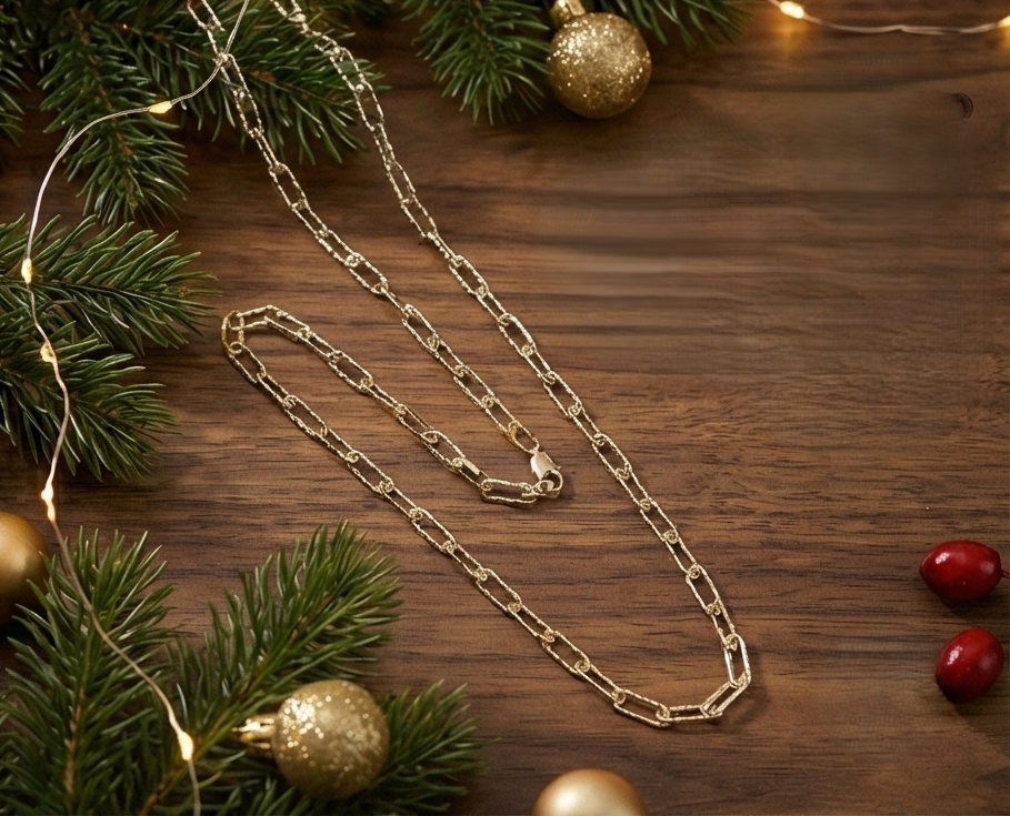 星光鑽切迴紋針純銀項鏈/手鏈 | S925純銀 | 獨特刻紋工藝 輕奢疊戴