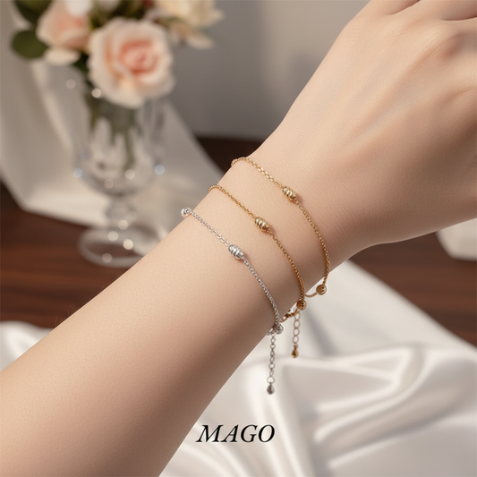 MAGO 925純銀手鍊 - 意大利純銀閃爍鵝蛋形閃珠手鍊
