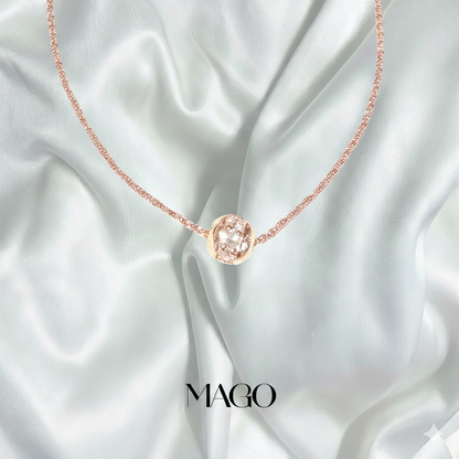 MAGO925 925純銀飾品 SB9869 純銀鍍K金圓石珠鎖骨項鍊 (3/6)