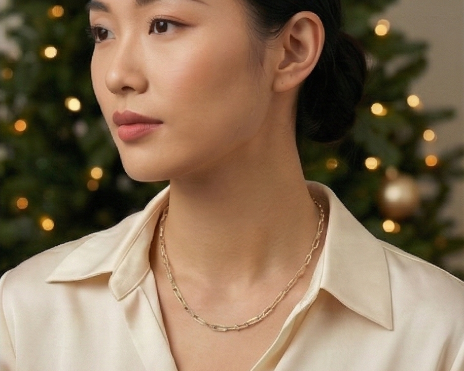 星光鑽切迴紋針純銀項鏈/手鏈 | S925純銀 | 獨特刻紋工藝 輕奢疊戴