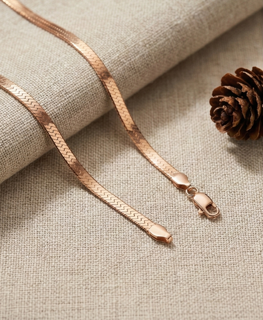 B08093 意大利925絲光純銀/香檳金鎖骨錬