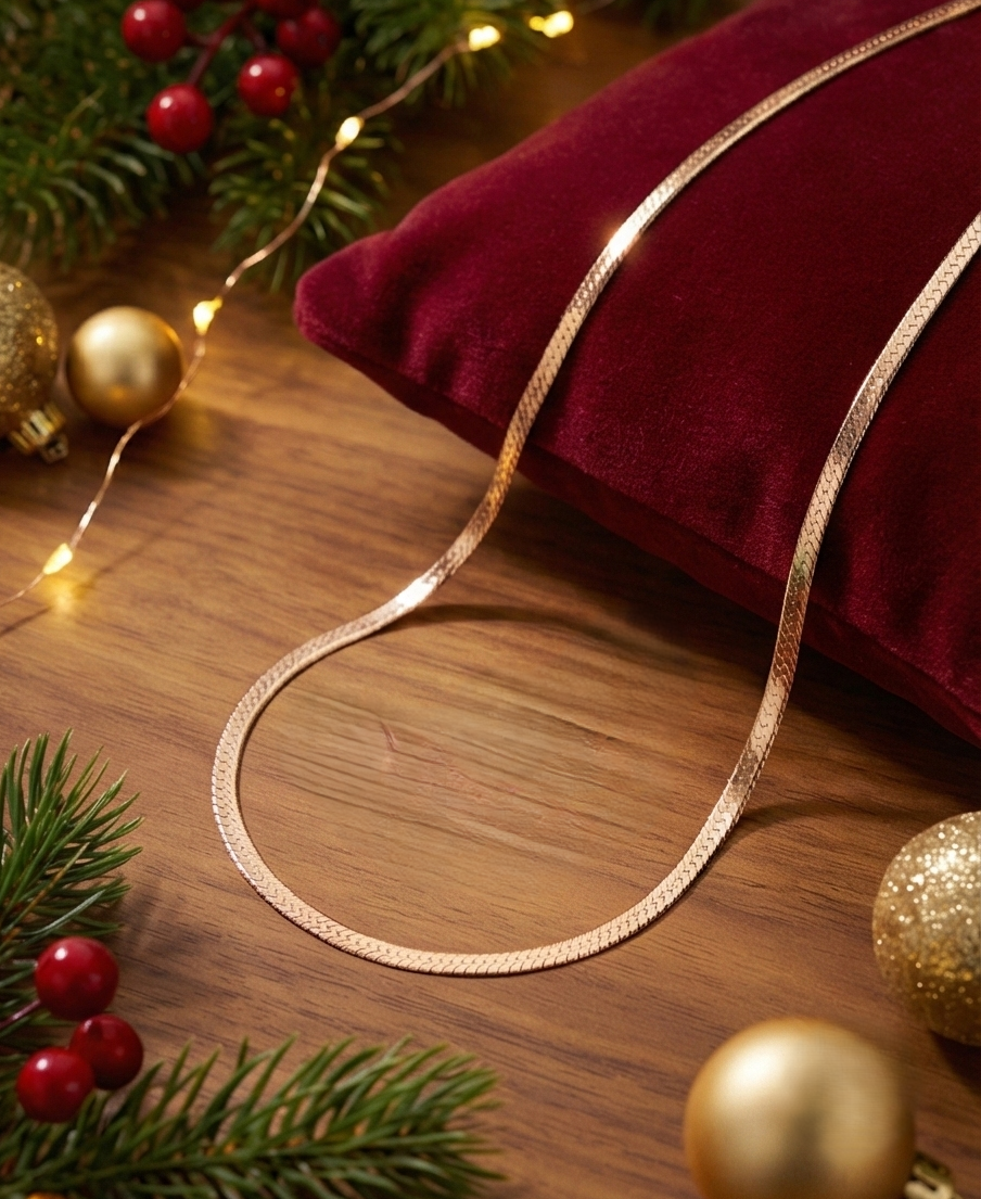 B08093 意大利925絲光純銀/香檳金鎖骨錬